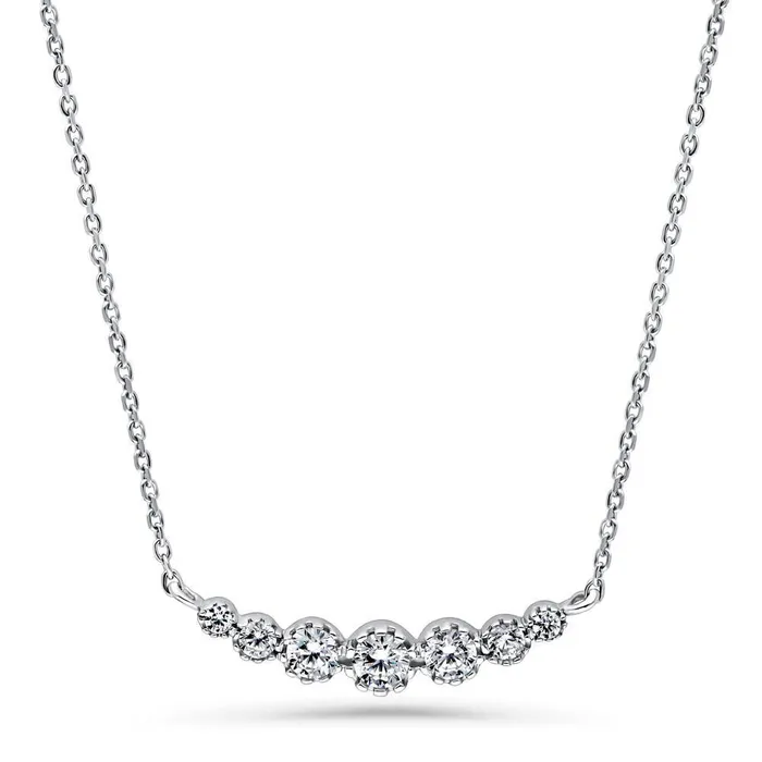BERRICLE Earrings Graduated Solitaire Crown Set CZ Set in Sterling Silver