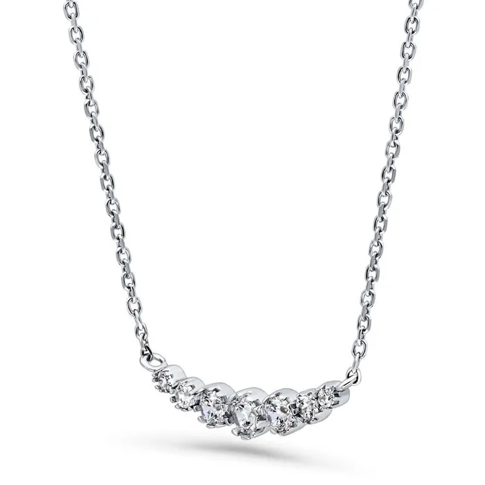 BERRICLE Earrings Graduated Solitaire Crown Set CZ Set in Sterling Silver