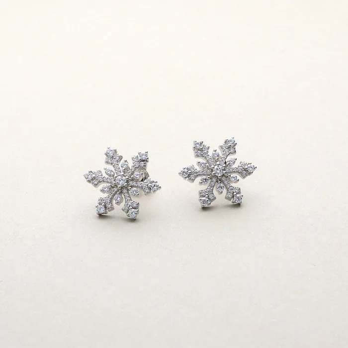 BERRICLE Earrings Snowflake CZ Stud Earrings in Sterling Silver