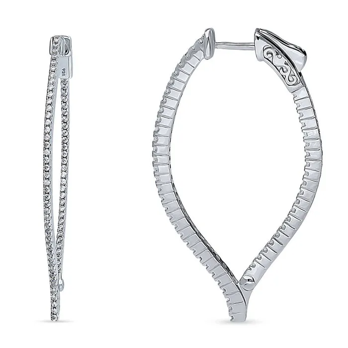 BERRICLE Earrings Teardrop CZ Large Hoop Earrings in Sterling Silver 22