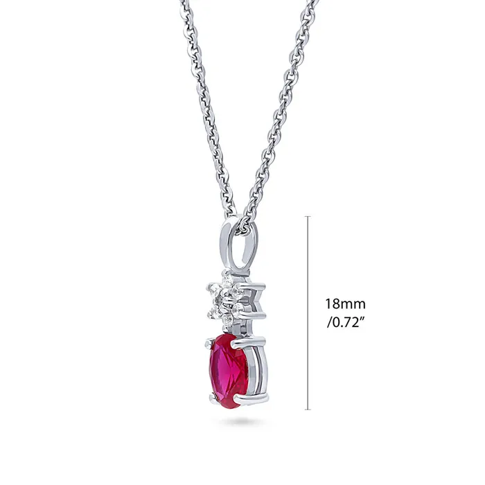 BERRICLE Flower Simulated Ruby CZ Set in Sterling Silver Earrings