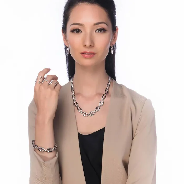 BERRICLE Necklaces Link Chain Necklace in SilverTone 12mm