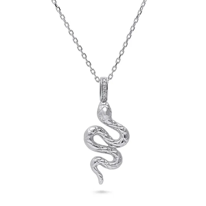 BERRICLE Necklaces Snake CZ Medium Necklace in Sterling Silver