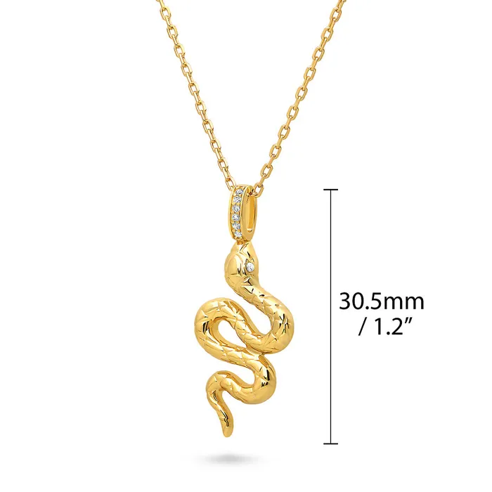 BERRICLE Necklaces Snake CZ Medium Necklace in Sterling Silver