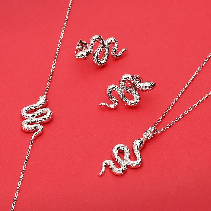 BERRICLE Necklaces Snake CZ Medium Necklace in Sterling Silver