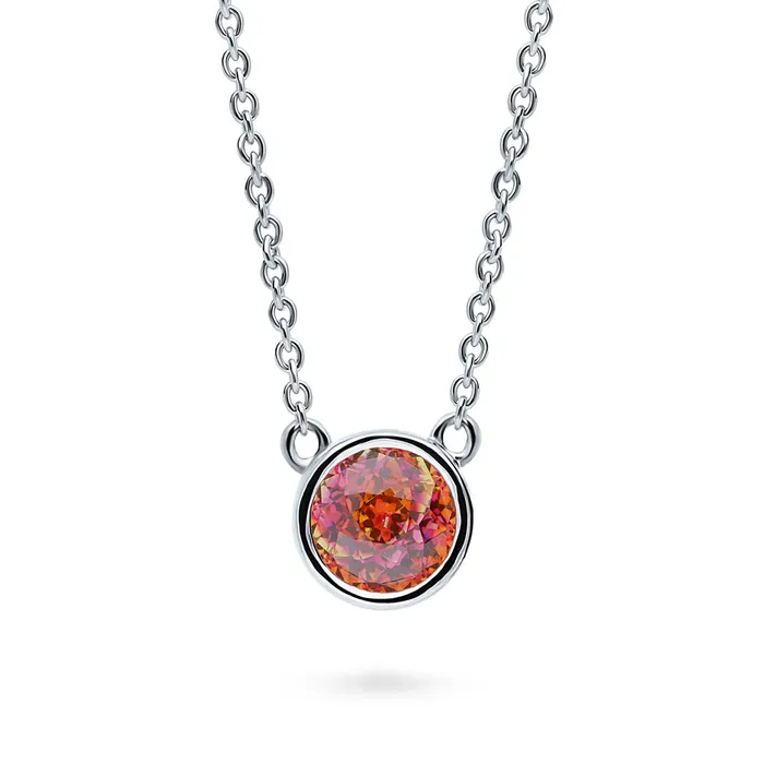BERRICLE Necklaces Solitaire Kaleidoscope Bezel CZ Necklace in Sterling Silver 08ct