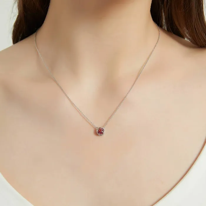 BERRICLE Necklaces Solitaire Kaleidoscope Bezel CZ Necklace in Sterling Silver 08ct