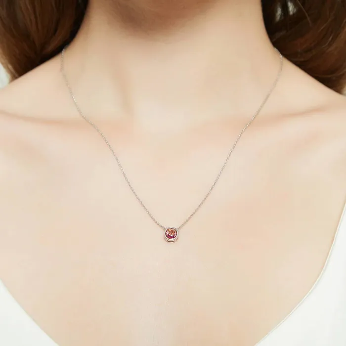 BERRICLE Necklaces Solitaire Kaleidoscope Bezel CZ Necklace in Sterling Silver 08ct