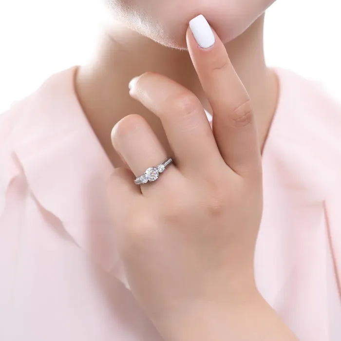 BERRICLE Rings 3Stone 1ct CZ Ring Set in Sterling Silver