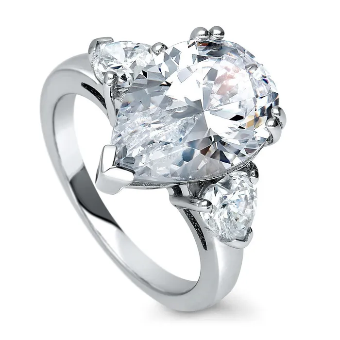 BERRICLE Rings 3Stone 57ct Pear CZ Ring in Sterling Silver