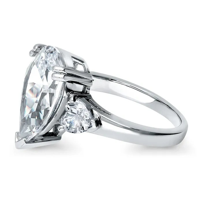 BERRICLE Rings 3Stone 57ct Pear CZ Ring in Sterling Silver