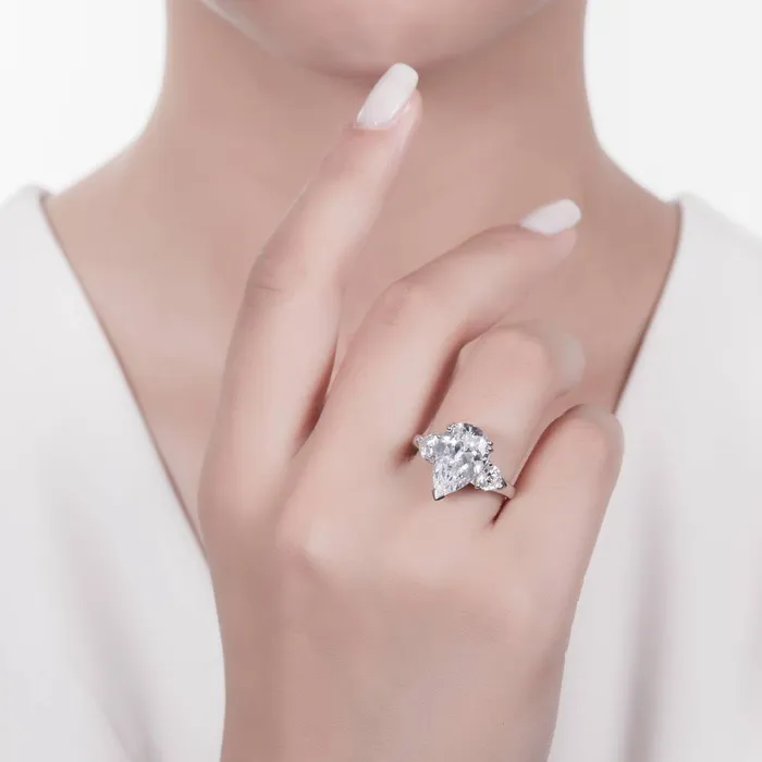 BERRICLE Rings 3Stone 57ct Pear CZ Ring in Sterling Silver