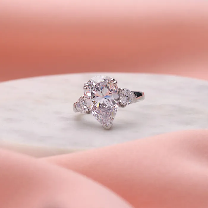 BERRICLE Rings 3Stone 57ct Pear CZ Ring in Sterling Silver