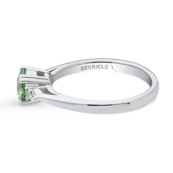 BERRICLE Rings 3Stone Green CZ Ring in Sterling Silver 08ct