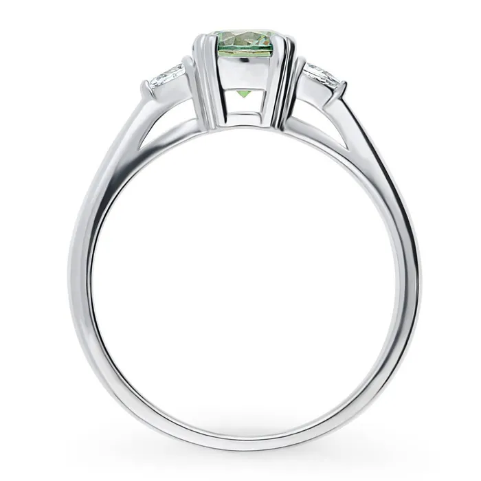BERRICLE Rings 3Stone Green CZ Ring in Sterling Silver 08ct