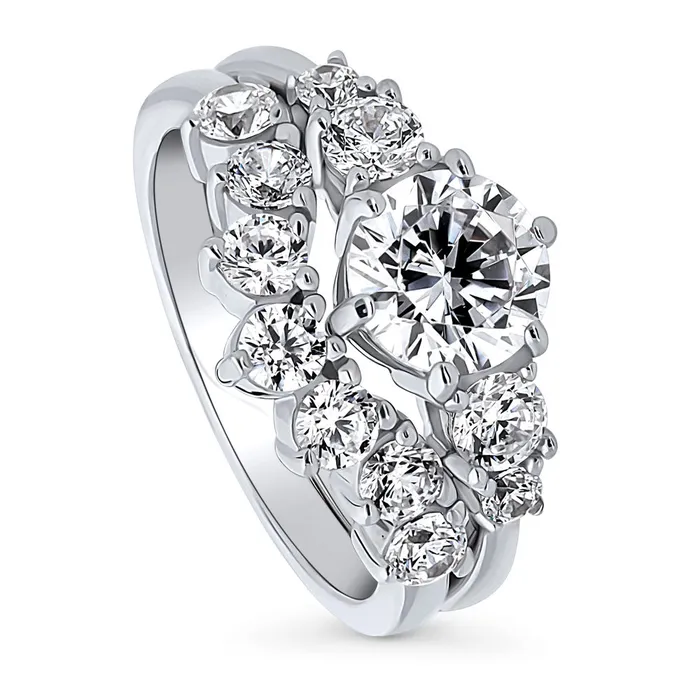 BERRICLE Rings 5Stone 7Stone CZ Stackable Ring Set in Sterling Silver
