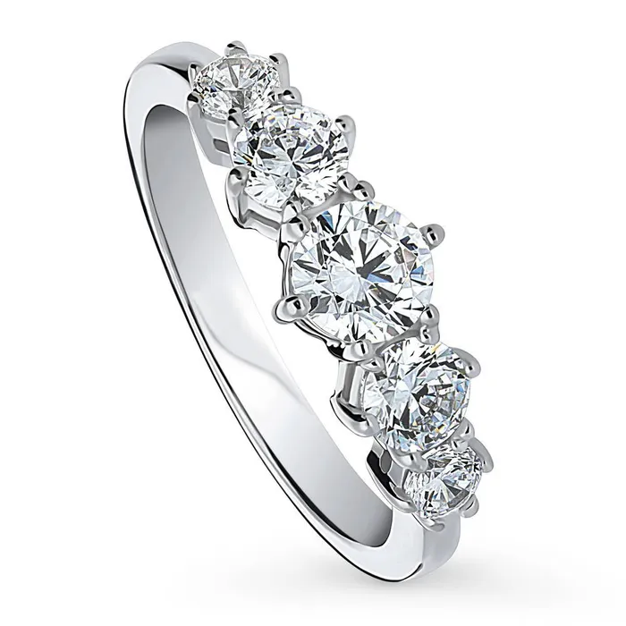 BERRICLE Rings 5Stone CZ Ring in Sterling Silver