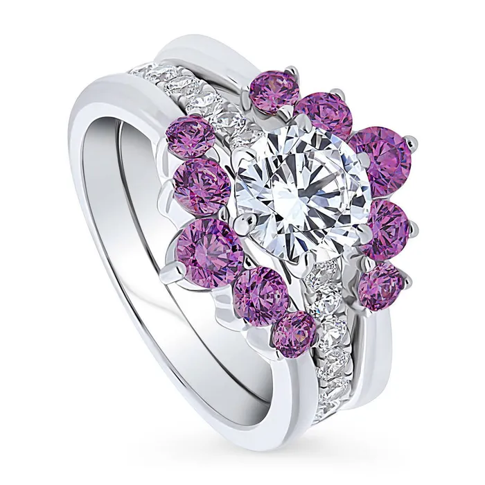 BERRICLE Rings 5Stone Solitaire 125ct CZ Ring Set in Sterling Silver