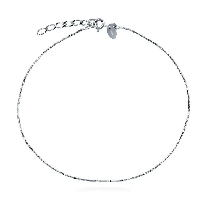 BERRICLE Rings Diamond Cut Snake Chain Anklet in Sterling Silver