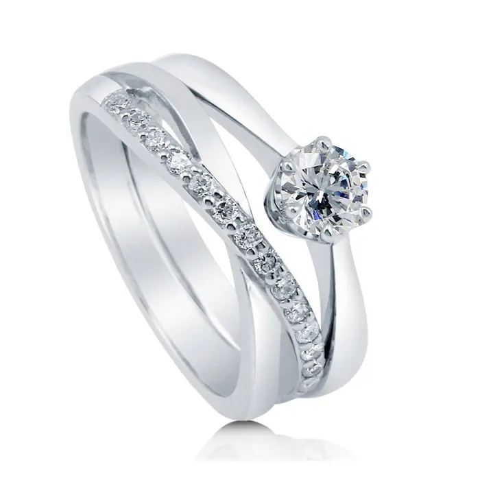 BERRICLE Rings Infinity Solitaire 045ct CZ Ring Set in Sterling Silver