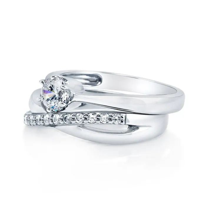 BERRICLE Rings Infinity Solitaire 045ct CZ Ring Set in Sterling Silver
