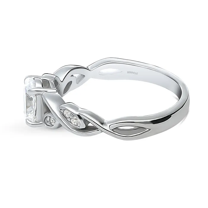 BERRICLE Rings Leaf Solitaire 07ct CZ Ring in Sterling Silver