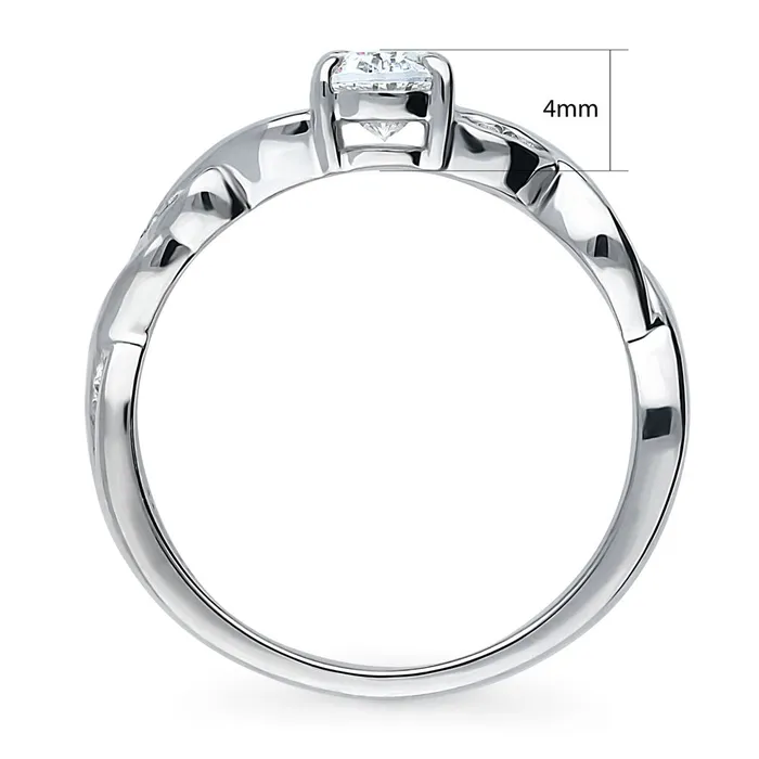 BERRICLE Rings Leaf Solitaire 07ct CZ Ring in Sterling Silver