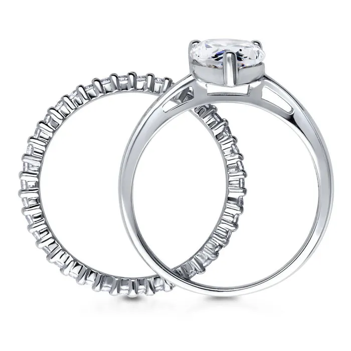 BERRICLE Rings Solitaire 18ct Pear CZ Ring Set in Sterling Silver