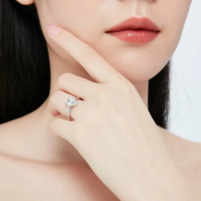BERRICLE Rings Solitaire 18ct Pear CZ Ring Set in Sterling Silver
