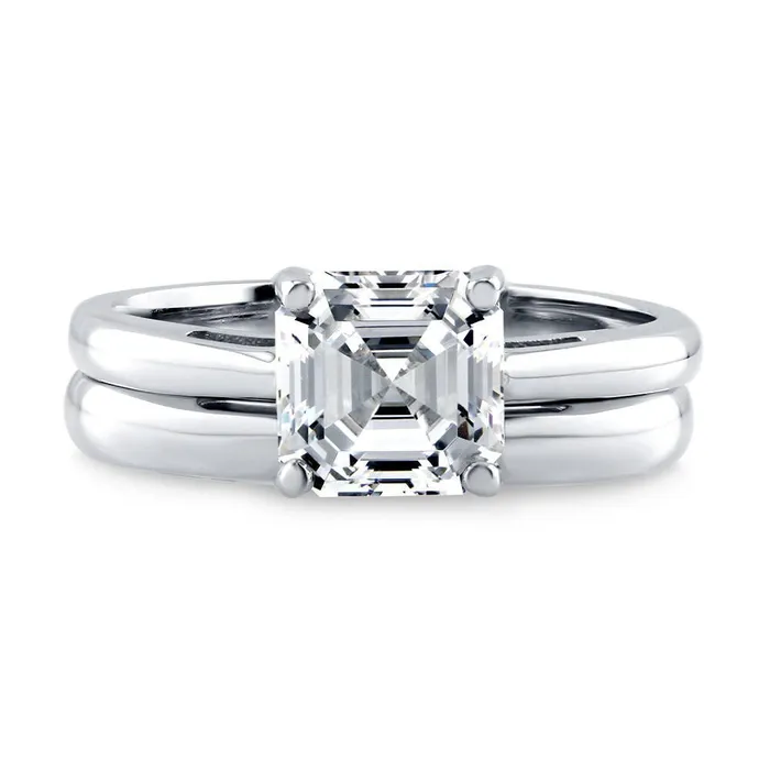BERRICLE Rings Solitaire 2ct Asscher CZ Ring Set in Sterling Silver