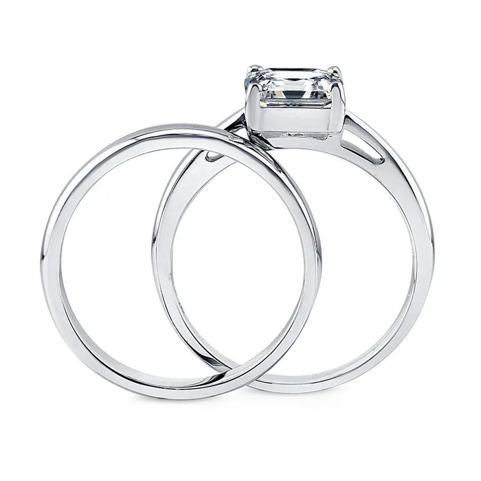 BERRICLE Rings Solitaire 2ct Asscher CZ Ring Set in Sterling Silver