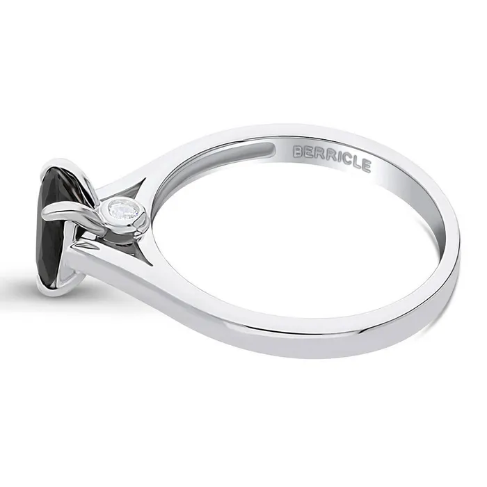 BERRICLE Rings Solitaire Black Pear CZ Ring in Sterling Silver 08ct