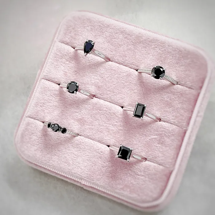 BERRICLE Rings Solitaire Black Pear CZ Ring in Sterling Silver 08ct