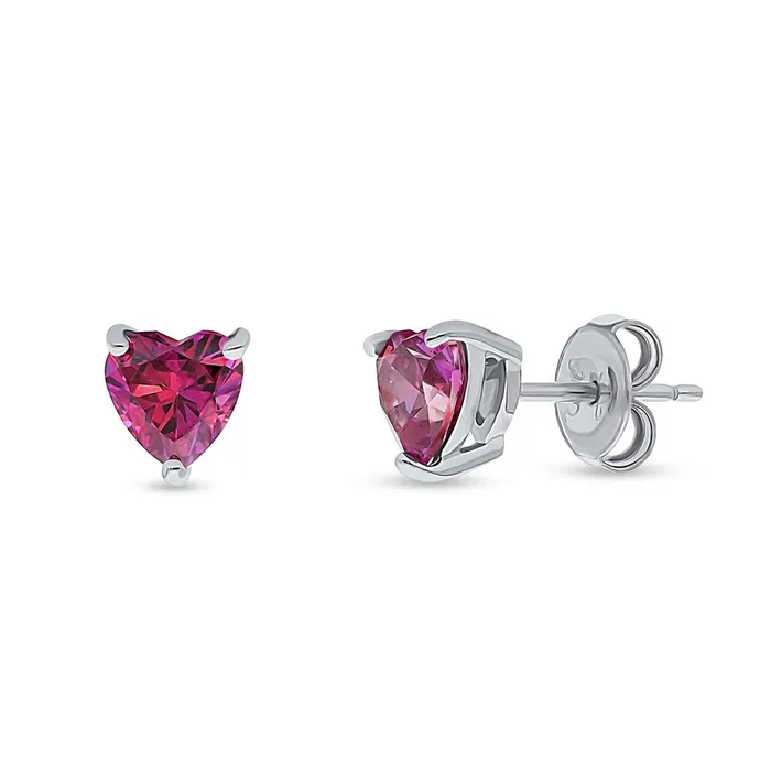 BERRICLE Rings Solitaire Heart Red Heart CZ Set in Sterling Silver