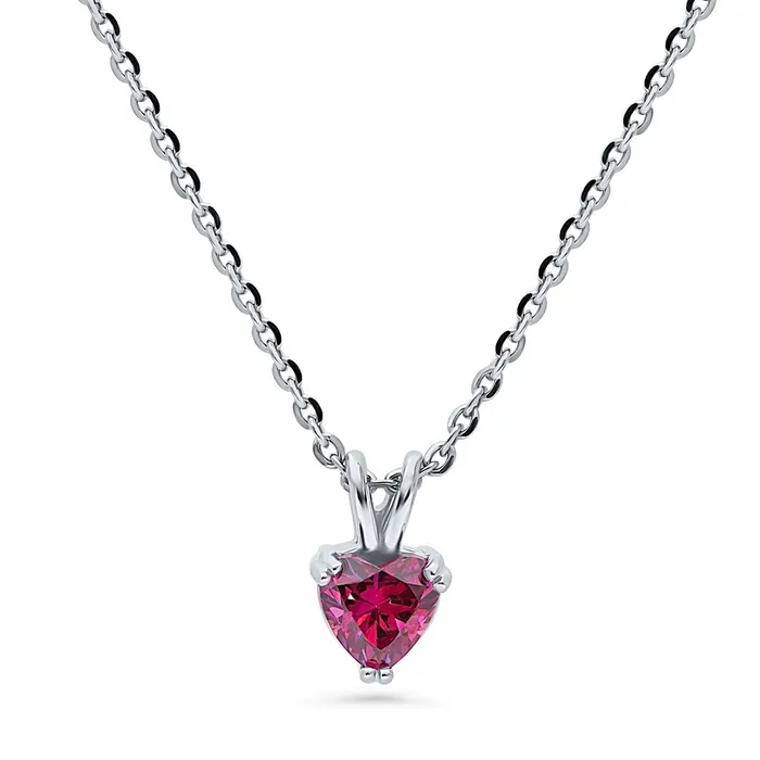 BERRICLE Rings Solitaire Heart Red Heart CZ Set in Sterling Silver