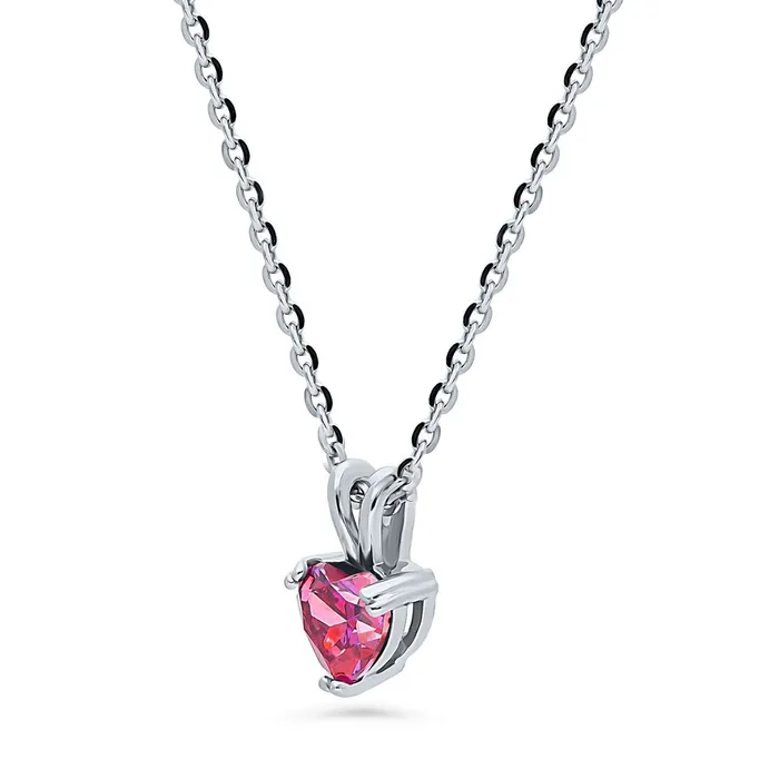 BERRICLE Rings Solitaire Heart Red Heart CZ Set in Sterling Silver