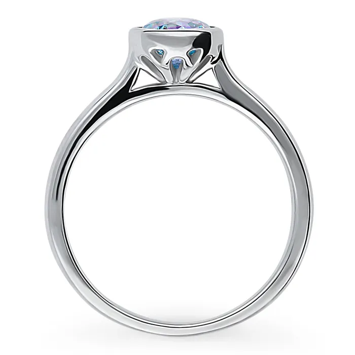BERRICLE Rings Solitaire Kaleidoscope Purple Aqua CZ Ring in Sterling Silver