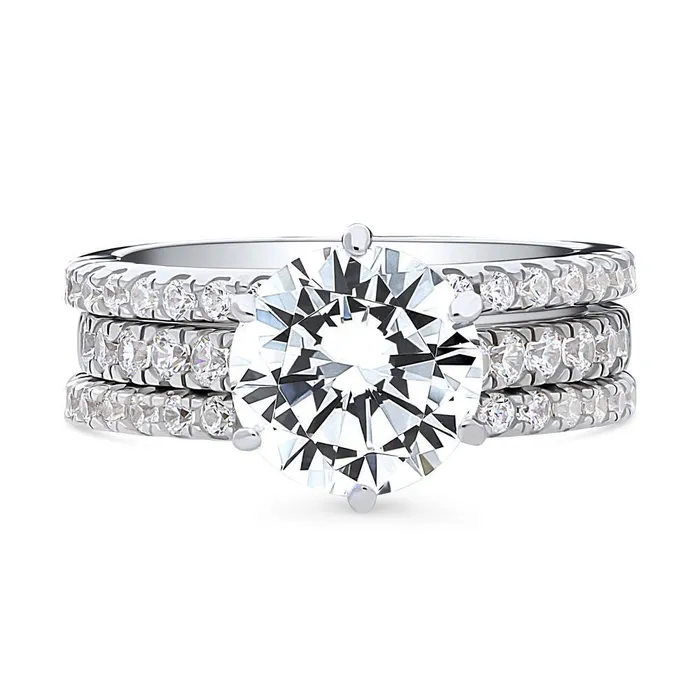 BERRICLE Solitaire 27ct CZ Ring Set in Sterling Silver Rings