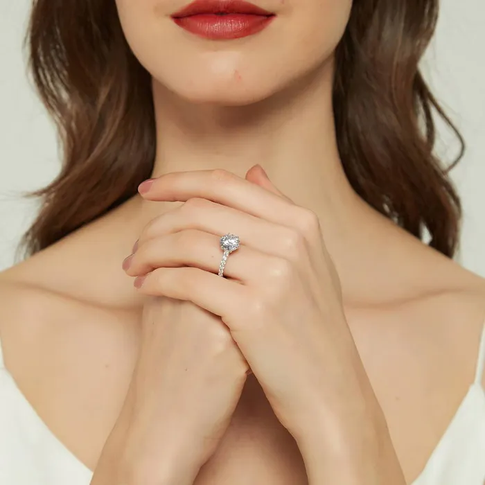 BERRICLE Solitaire 27ct CZ Ring Set in Sterling Silver Rings