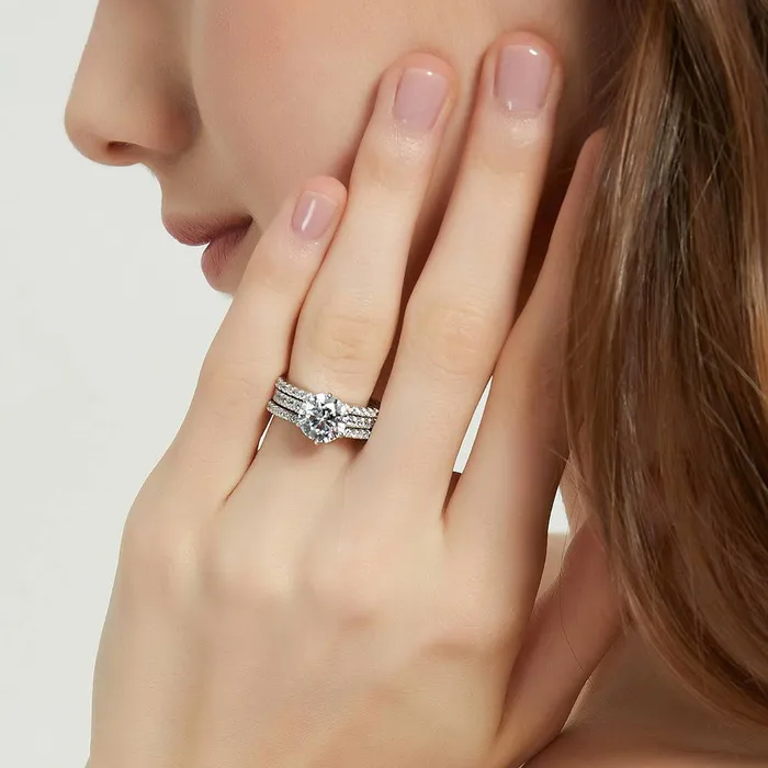 BERRICLE Solitaire 27ct CZ Ring Set in Sterling Silver Rings