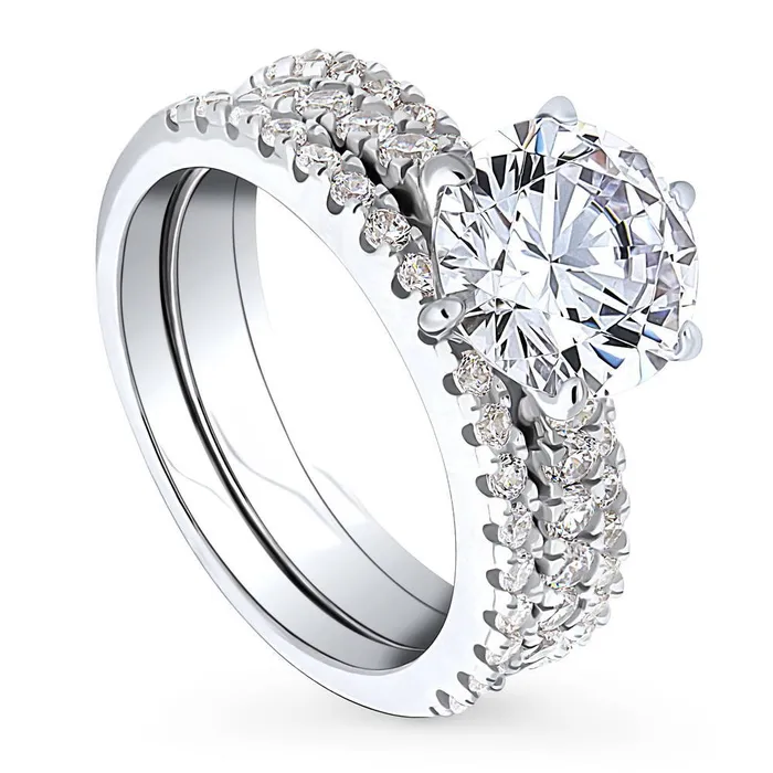 BERRICLE Solitaire 27ct CZ Ring Set in Sterling Silver Rings