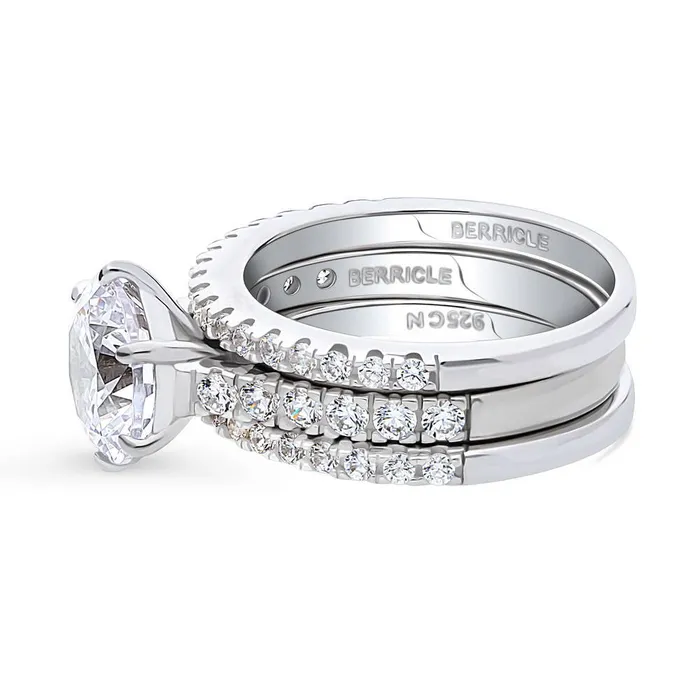 BERRICLE Solitaire 27ct CZ Ring Set in Sterling Silver Rings