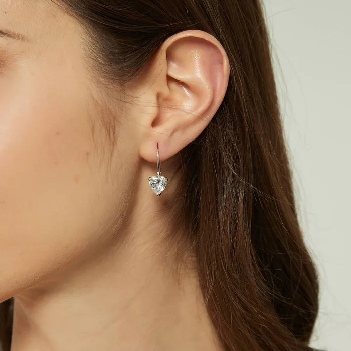 BERRICLE Solitaire 34ct Heart CZ Leverback Earrings in Sterling Silver Earrings