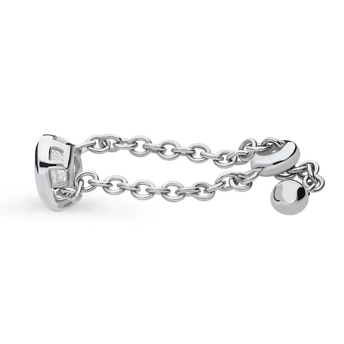 BERRICLE Solitaire Bezel Pear CZ Chain Ring in Sterling Silver 08ct Rings