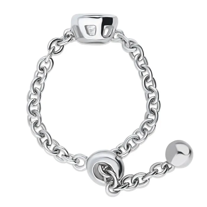 BERRICLE Solitaire Bezel Pear CZ Chain Ring in Sterling Silver 08ct Rings