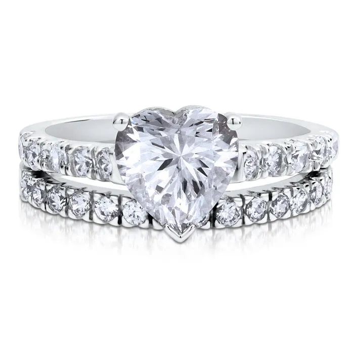 BERRICLE Solitaire Heart 17ct Heart CZ Ring Set in Sterling Silver Rings