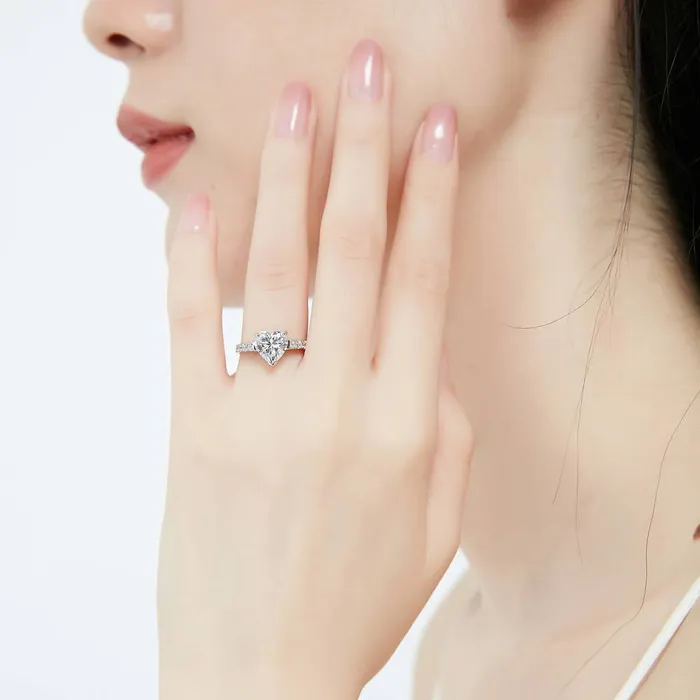 BERRICLE Solitaire Heart 17ct Heart CZ Ring Set in Sterling Silver Rings