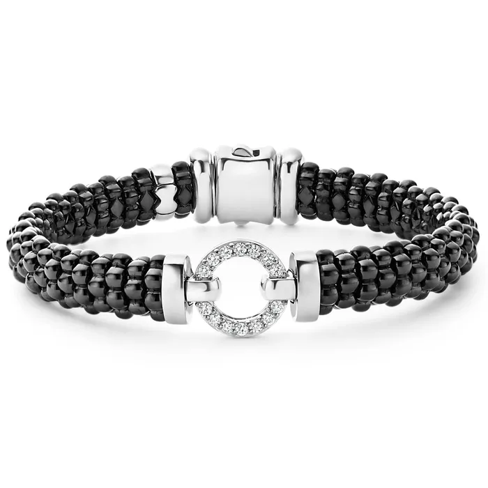 Black Caviar Black Ceramic Diamond Circle Bracelet 9mm Lagos Bracelets