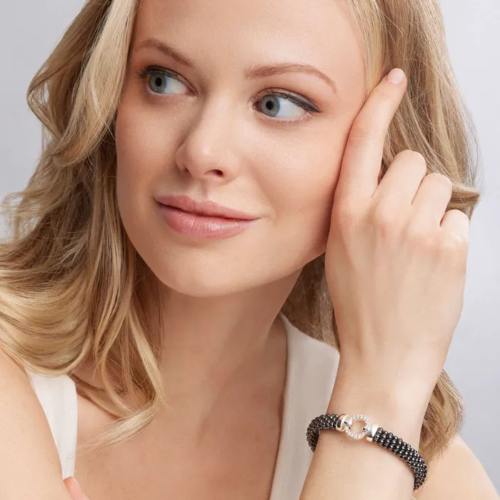 Black Caviar Black Ceramic Diamond Circle Bracelet 9mm Lagos Bracelets
