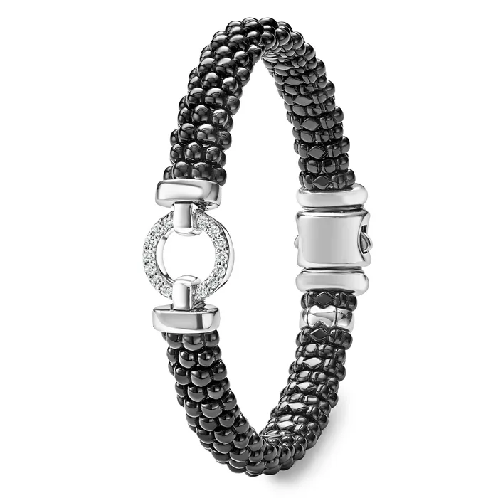 Black Caviar Black Ceramic Diamond Circle Bracelet 9mm Lagos Bracelets